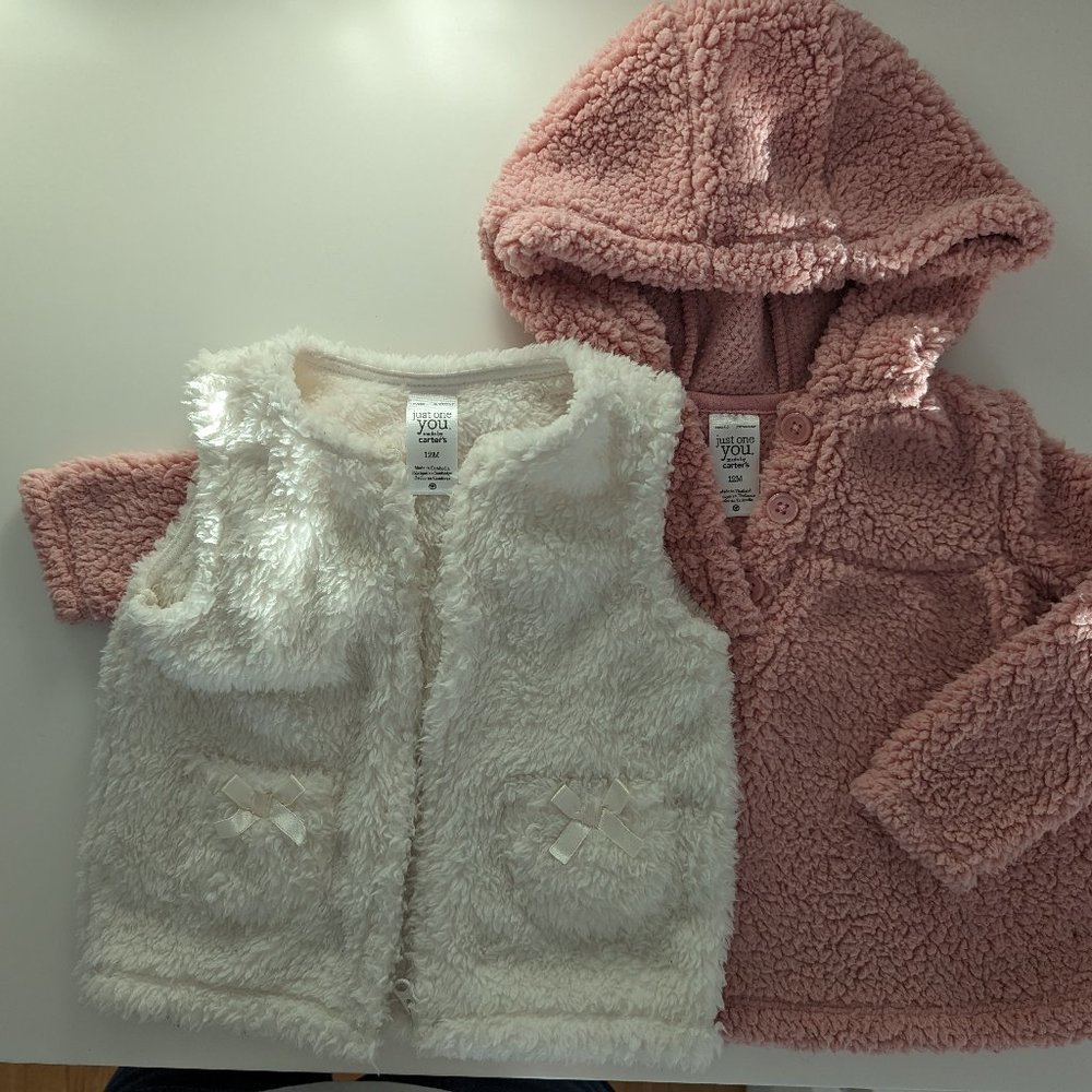 2pc Carter's Sherpa Vest & Pullover - Size 12M